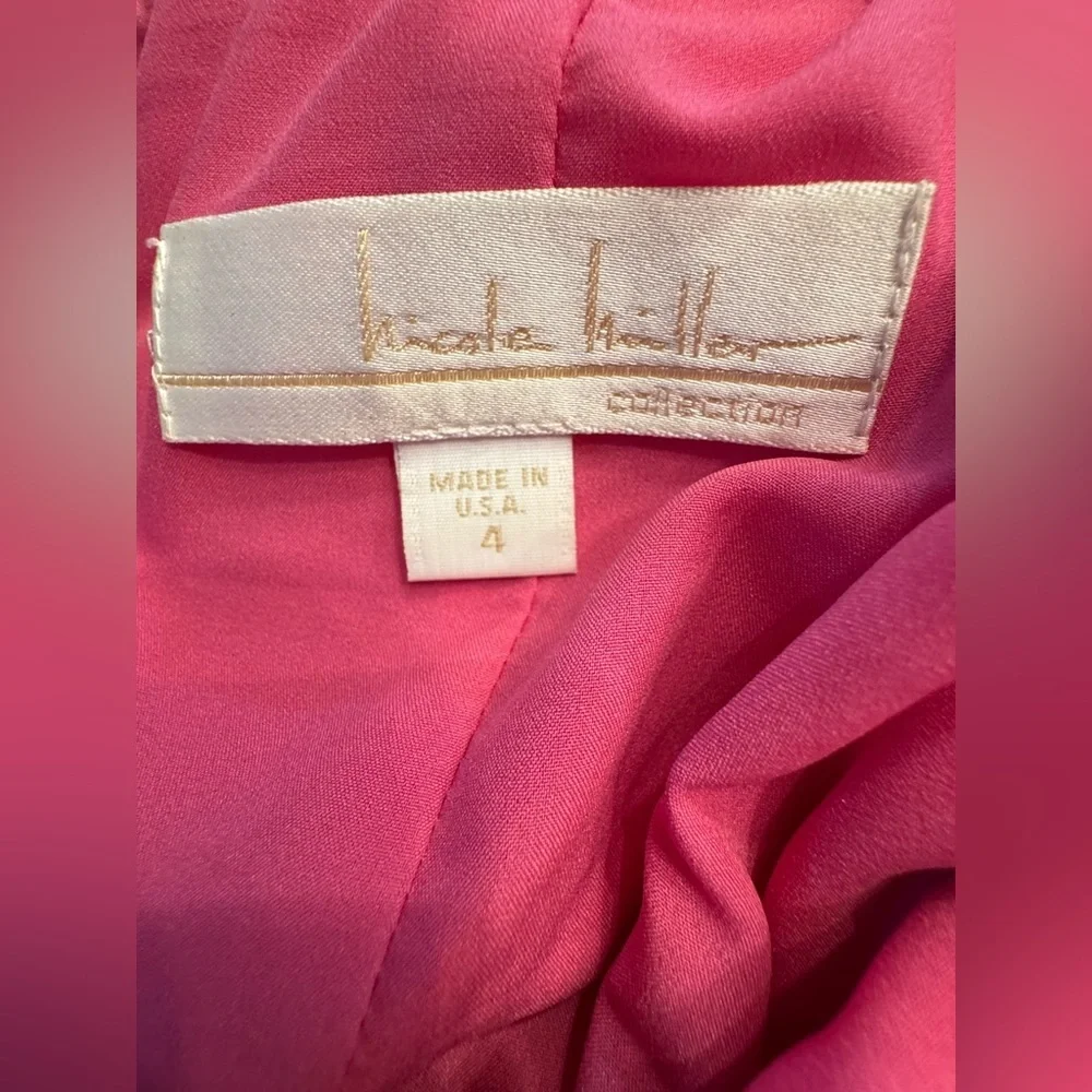Nicole Miller Hot Pink Open-Back Ruched Sheath Dress - Size 4 - EUC